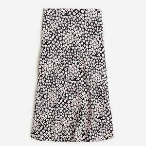 J Crew Pull On Slip Skirt in Black Floral NWT